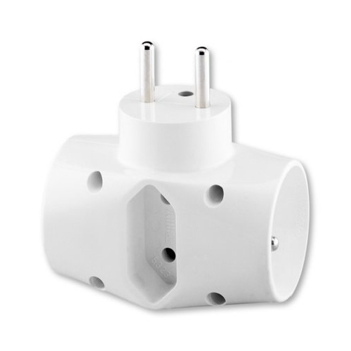 ABB adapter. junction. 2xround 1xflat 16A 250V white