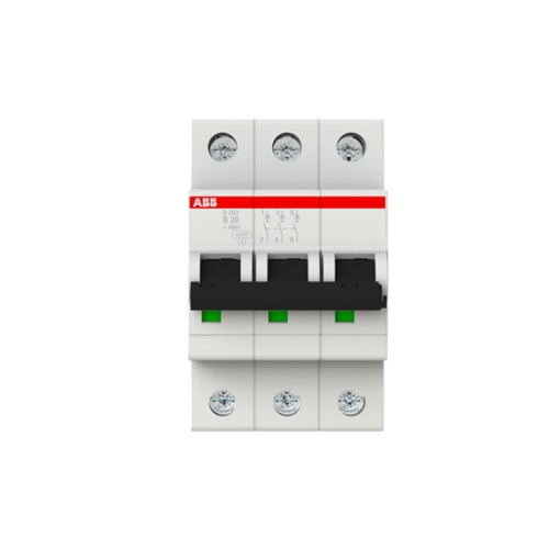 ABB circuit breaker S203 3-pole. 20A B 6kA