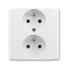 ABB CLASSIC socket. 2-us. 2x2P+PE 81x81mm; white