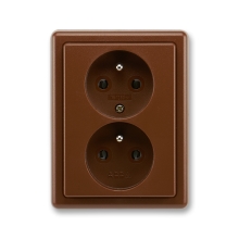 ABB CLASSIC socket. 2-us. 2x2P+PE; brown