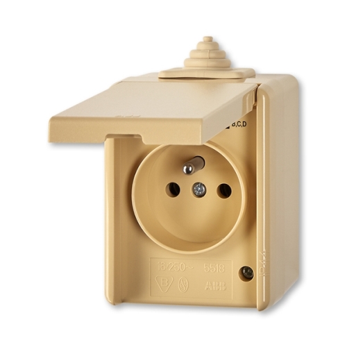 ABB PRAKTIK socket. 1-us. 2P+PE IP44; beige