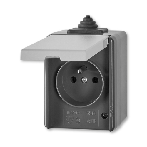 ABB PRAKTIK socket. 1-us. 2P+PE IP44; gray