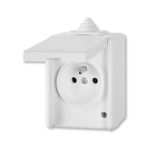 ABB PRAKTIK socket. 1-us. 2P+PE IP44; white