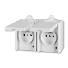 ABB PRAKTIK socket. 2-us. 2x2P+PE continuous IP44; white