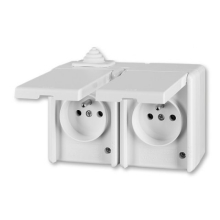 ABB PRAKTIK socket. 2-us. 2x2P+PE IP44; white