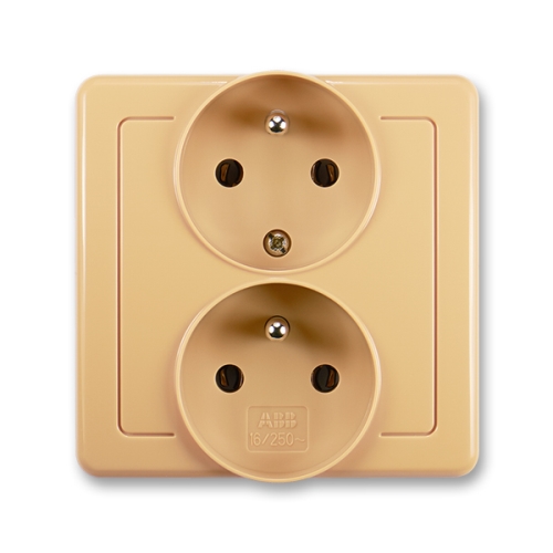 ABB SWING socket. 2-us. 2x2P+PE; beige