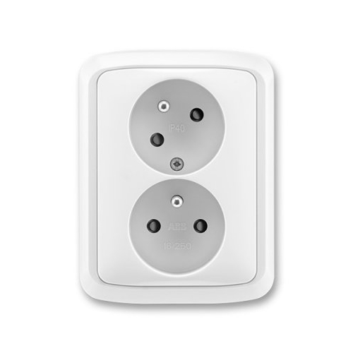 ABB TANGO socket. 2-us. 2x2P+PE shutters rotatable cavity; white