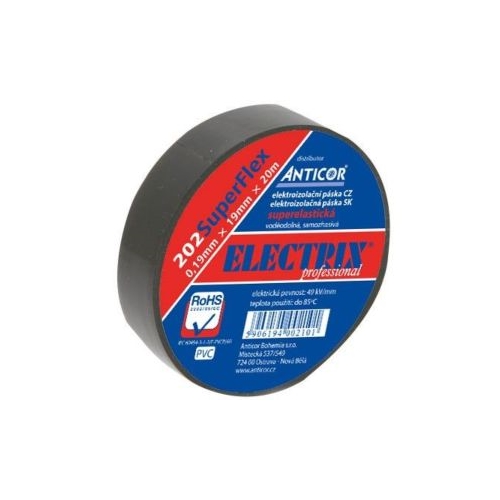 ANTICOR tape.electric insulation.PVC 202.SuperFlex 50x20 -10 to +85°C; black