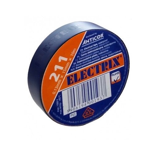 ANTICOR tape. electrical insulation. PVC 211. Electrix 15x10; dark. blue