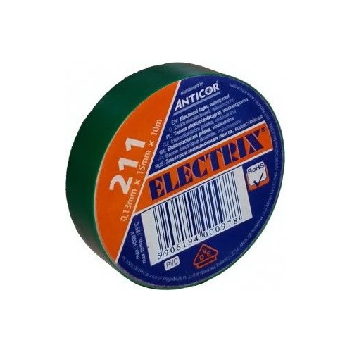 ANTICOR tape. electrical insulation. PVC 211. Electrix 15x10; green