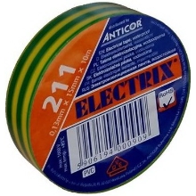 ANTICOR tape. electrical insulation. PVC 211. Electrix 15x10 ; green-yellow