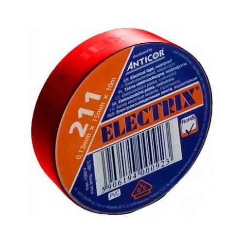 ANTICOR tape. electrical insulation. PVC 211. Electrix 15x10; red