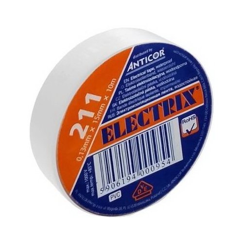 ANTICOR tape. electrical insulation. PVC 211. Electrix 15x10; white