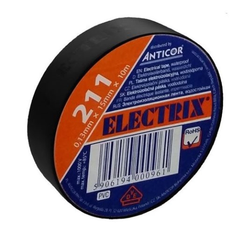 ANTICOR tape. electrical insulation. PVC 211. Electrix 19x10; black