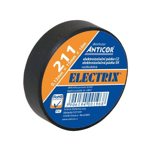 ANTICOR tape. electrical insulation. PVC 211. Electrix 19x20; black