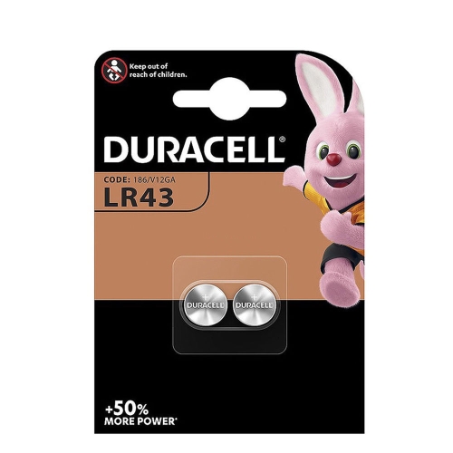 DURACELL alkaline button battery LR43/186; BL2