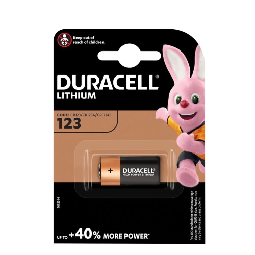 DURACELL lithium battery photo. ULTRA CR123/A123/CR17345; BL1