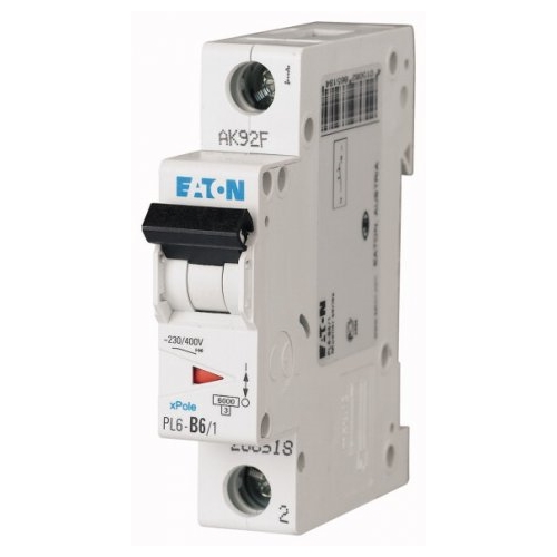 EATON circuit breaker PL6 1-pole. 6A B 6kA