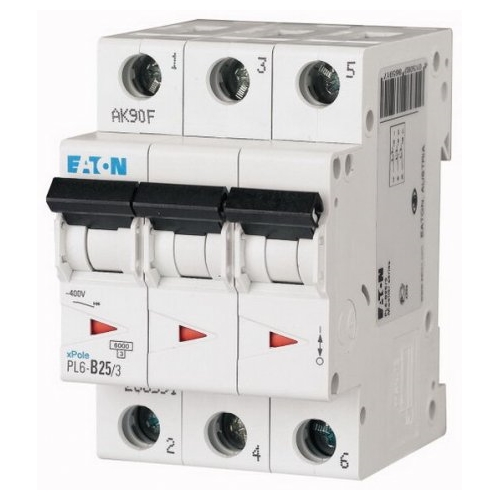 EATON circuit breaker PL6 3-pole. 25A B 6kA