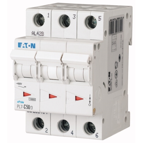 EATON circuit breaker PL7 3-pole. 50A B 10kA