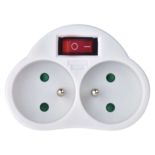 EMOS adapter.hub. 2x white with switch Code: P0062