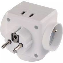 EMOS adapter.hub. 3x round 250V/16A max. 2xUSB Code: P0024U