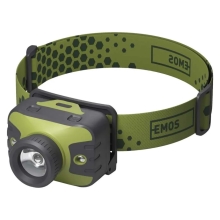 EMOS headlamp 3xAAA 330lm/200m IP43; green/black