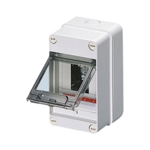 GEWISS distribution board.on.plaster GW40001 4mod. IP55 transparent door gray