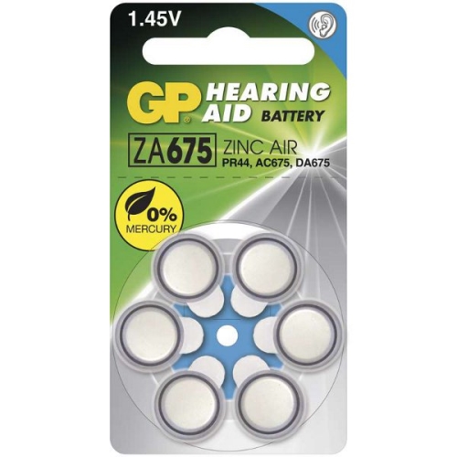 GP battery zinc-air for hearing aids PR44 1.4V/620mAh GP ZA675 1 blister=6pcs