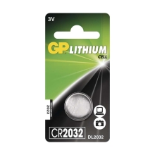 GP lithium-button battery. 3V/210mAh CR2032