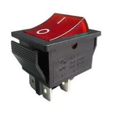 HADEX rocker switch IRS-201-2C, OFF-ON 2-pole 250V/15A red illuminated