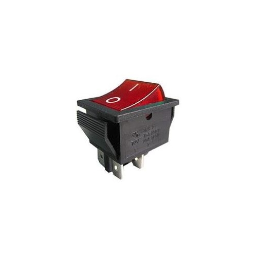 HADEX rocker switch IRS-201-2C, OFF-ON 2-pole 250V/15A red illuminated