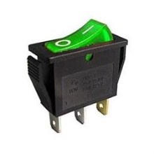 HADEX rocker switch OFF-ON 1 pole 250V/15A, green, illumination 230V