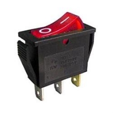 HADEX rocker switch OFF-ON 1 pole 250V/15A, red with glow plug