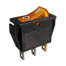 HADEX rocker switch OFF-ON 1 pole 250V/15A, yellow with glow plug