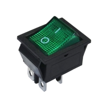 HADEX rocker switch ON-OFF 2-pole 250V/15A green with glow plug