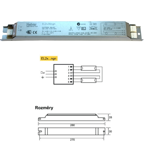 HELVAR ballast. electron. EL 236ngn 2x36W ngn