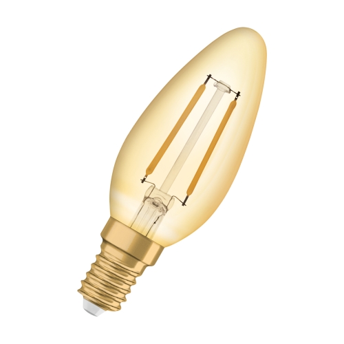 LEDVANCE LED filament candle 1906 B35 2.5W/22W E14 2400K 220lm NonDim 15Y gold