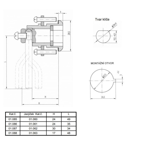 LIDOK lock 01.085 AL1 crescent H24 x L49