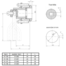 LIDOK lock 01.105 AL3 4-edge H24 x L49