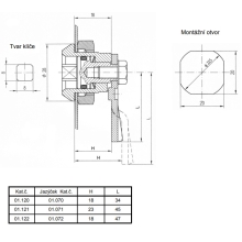 LIDOK lock 01.120 KOMBI 1 external 4-edge H18 x L34