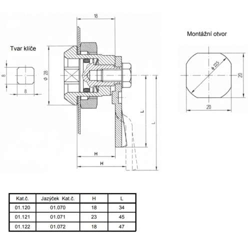 LIDOK lock 01.120 KOMBI 1 external 4-edge H18 x L34