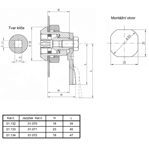 LIDOK lock 01.132 KOMBI 3 H18 x L34