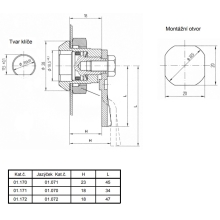 LIDOK lock 01.170 KOMBI 4 crescent H23 x L45