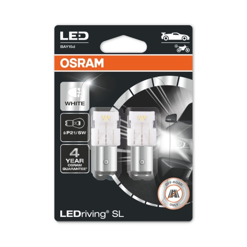 OSRAM car bulbs.LED P21/5W 7528DWP-02B 2W 12V BAY15d blister-2pcs