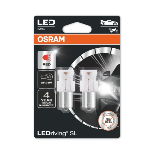 OSRAM car bulbs.LED P21W 7506DRP-02B 1.9W 12V BA15s blister-2pcs