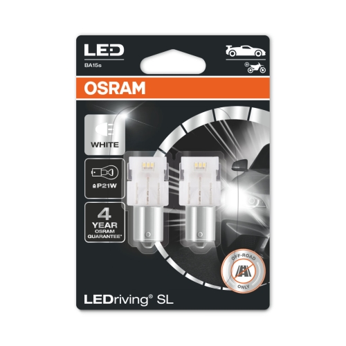 OSRAM car bulbs.LED P21W 7506DWP-02B 1.9W 12V BA15s blister-2pcs