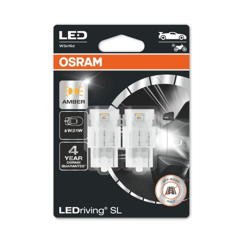 OSRAM car bulbs.LED W21W 7505DYP-02B 1.3W 12V W3x16d blister-2 pcs