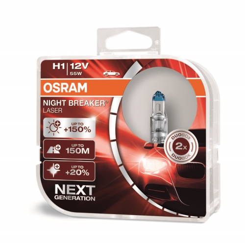 OSRAM car headlights. H1 NIGHT BREAKER LASER 64150NL 55W 12V P14.5s HCBox-2pcs