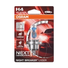 OSRAM car headlights. H4 NIGHT BREAKER LASER 64193NL 60/55W 12V P43t blister